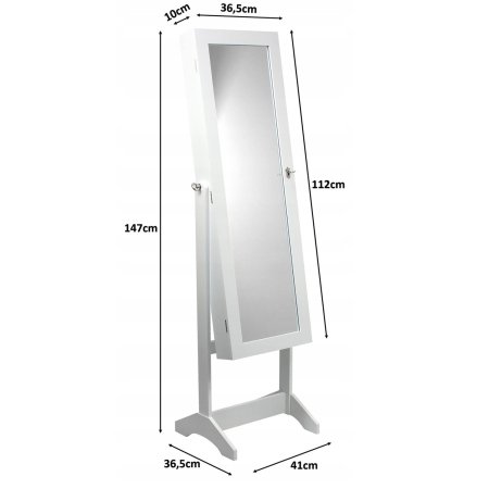 Dulap de toaleta cu oglinda si spatiu de depozitare bijuterii, 41x147cm, alb [2]