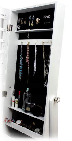 Dulap de toaleta cu oglinda si spatiu de depozitare bijuterii, 41x147cm, alb [3]