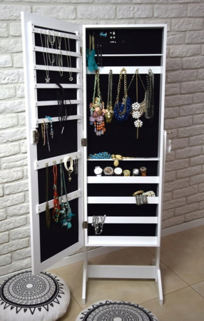 Dulap de toaleta cu oglinda si spatiu de depozitare bijuterii, 41x147cm, alb [5]