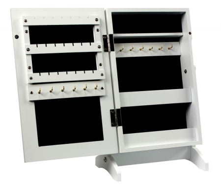 Dulapior de toaleta cu oglinda si spatiu de depozitare bijuterii, 21x36x15cm, alb [4]