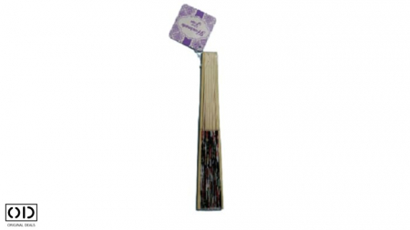 Evantai Pliabil din Lemn de Bambus, cu Insertii Florale, Negru, 21cm [2]