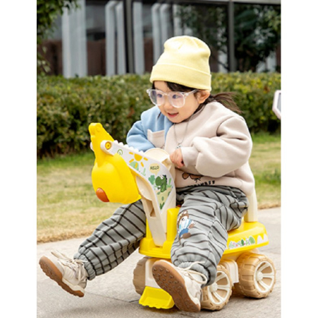 ✨TOATE PRODUSELE✨ - Excavator pentru Copii, , 1-3 Ani, Greutate Portanta 30 kg, Muzica si Lumini, Rotatie 360 Grade, 45 x 31 x 35 cm, 4 Roti, Galben