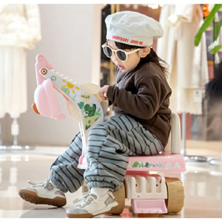 Excavator pentru Copii, , 1-3 Ani, Greutate Portanta 30 kg, Muzica si Lumini, Rotatie 360 Grade, 45 x 31 x 35 cm, 4 Roti, Roz [2]