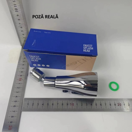 Extensie Robinet Bucatarie, , Universal, 3 Moduri de Curgere Apa, Otel Inoxidabil, Rotire 360 de Grade, Cap Pivotant, Adaptor Baterie Bucatarie, 9.7x5.1 cm, Gri [4]