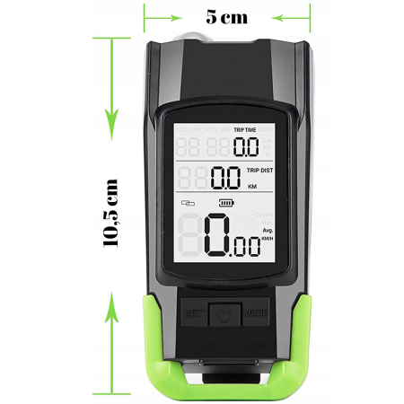 Far bicicleta 3 in 1, 2x LED 5 Wati, claxon, vitezometru, distanta, acumulator 4000mAh, USB, rezistent la apa [12]