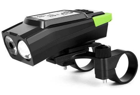 Far bicicleta 3 in 1, 2x LED 5 Wati, claxon, vitezometru, distanta, acumulator 4000mAh, USB, rezistent la apa [10]