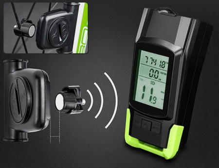 Far bicicleta 3 in 1, 2x LED 5 Wati, claxon, vitezometru, distanta, acumulator 4000mAh, USB, rezistent la apa [9]