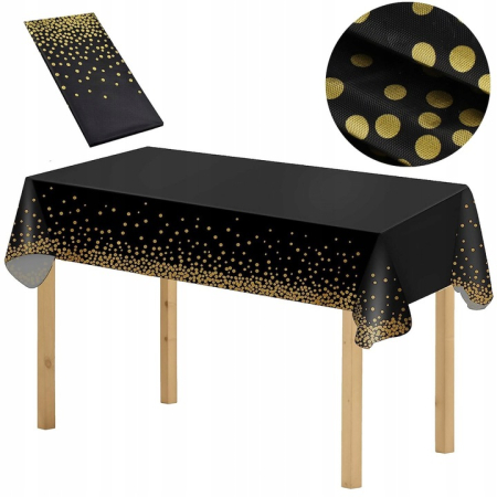 Fata de masa de unica folosinta pentru petreceri, 137x272cm, negru auriu [1]