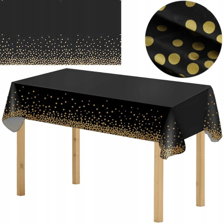 Fata de masa de unica folosinta pentru petreceri, 137x272cm, negru auriu [6]
