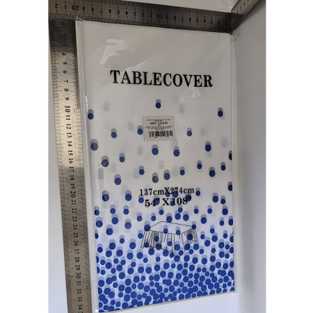 Fata de Masa, , din PEVA, Imprimeu Buline, 137 x 274 cm, Impermeabila, Fara Pete, Curatare Rapida, Albastru [4]