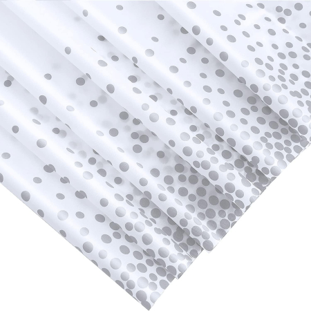 Fata de Masa, , din PEVA, Imprimeu Buline, 137 x 274 cm, Impermeabila, Fara Pete, Curatare Rapida, Argintiu [1]