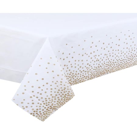 ✨TOATE PRODUSELE✨ - Fata de Masa, , din PEVA, Imprimeu Buline, 137 x 274 cm, Impermeabila, Fara Pete, Curatare Rapida, Bej