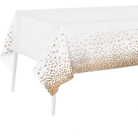 ✨TOATE PRODUSELE✨ - Fata de Masa, , din PEVA, Imprimeu Buline, 137 x 274 cm, Impermeabila, Fara Pete, Curatare Rapida, Maro