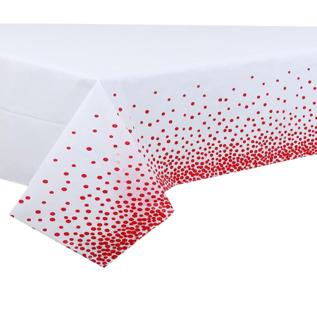 ✨TOATE PRODUSELE✨ - Fata de Masa, , din PEVA, Imprimeu Buline, 137 x 274 cm, Impermeabila, Fara Pete, Curatare Rapida, Rosu