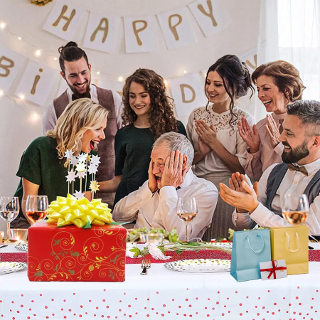 Fata de Masa, , din PEVA, Imprimeu Buline, 137 x 274 cm, Impermeabila, Fara Pete, Curatare Rapida, Rosu [1]