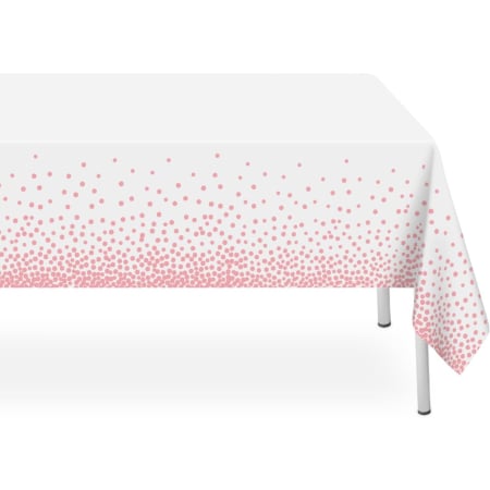 ✨TOATE PRODUSELE✨ - Fata de Masa, , din PEVA, Imprimeu Buline, 137 x 274 cm, Impermeabila, Fara Pete, Curatare Rapida, Roz