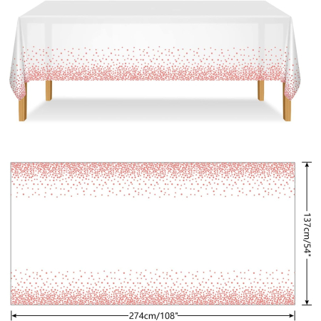 Fata de Masa, , din PEVA, Imprimeu Buline, 137 x 274 cm, Impermeabila, Fara Pete, Curatare Rapida, Roz Gold [4]