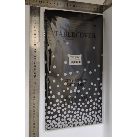 Fata de Masa, , din PEVA, Imprimeu Buline Argintii, 137 x 274 cm, Impermeabila, Fara Pete, Curatare Rapida, Negru [5]