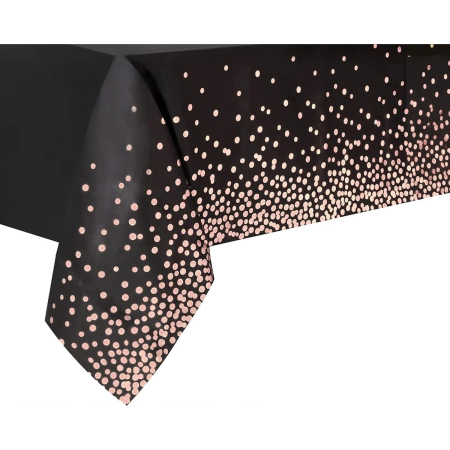 ✨TOATE PRODUSELE✨ - Fata de Masa, , din PEVA, Imprimeu Buline Roz, 137 x 274 cm, Impermeabila, Fara Pete, Curatare Rapida, Negru