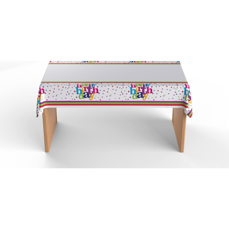 Fata de Masa Dreptunghiulara, , Colectia Happy Birthday, 180 x 108 cm, din Plastic PE, Impermeabila, Multicolor [2]