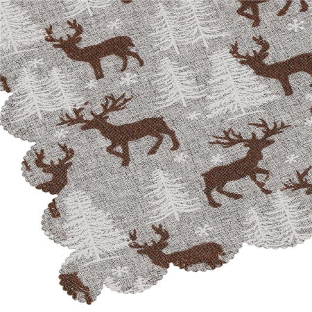 Fata de masa pentru decor, cu motive de Craciun, din stofa, 35x186cm, gri [1]
