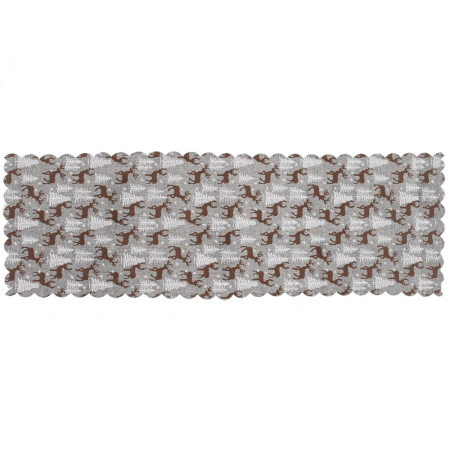 Fata de masa pentru decor, cu motive de Craciun, din stofa, 35x186cm, gri [3]