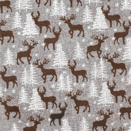 Fata de masa pentru decor, cu motive de Craciun, din stofa, 35x186cm, gri [2]