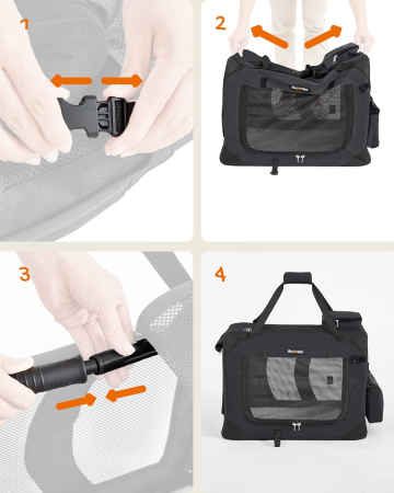 FEANDREA Geanta transport animale de companie, pliabila, din material textil, marime M, 60x42x42cm, negru [5]