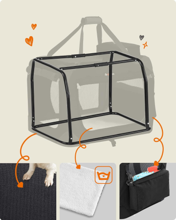 FEANDREA Geanta transport animale de companie, pliabila, din material textil, marime M, 60x42x42cm, negru [4]