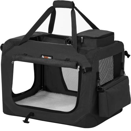 Disponibil livrare locker - FEANDREA Geanta transport animale de companie, pliabila, din material textil, marime M, 60x42x42cm, negru