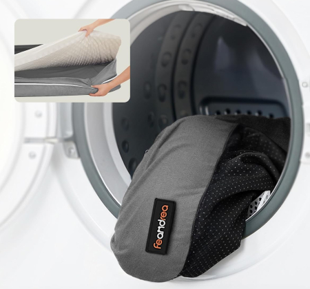 FEANDREA Pat ortopedic pentru caini, cu margini inaltate si husa detasabila, 120x85x20 cm, gri deschis [3]