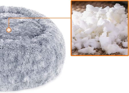 FEANDREA Pat pufos pentru caini si pisici, cu husa detasabila, lavabila, plus moale cu fir lung, 50 cm, gri [5]