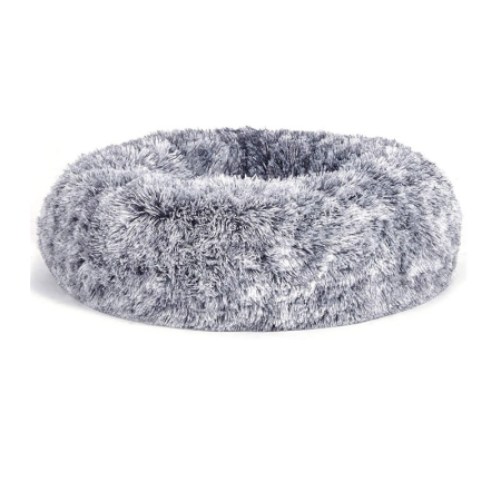 Disponibil livrare locker S - FEANDREA Pat pufos pentru caini si pisici, cu husa detasabila, lavabila, plus moale cu fir lung, 60 cm, gri