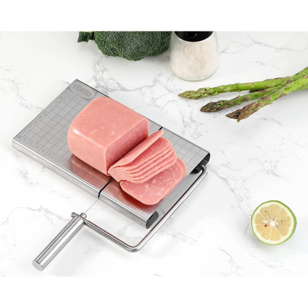 Feliator manual , pentru cascaval, salam, prajituri, unt, din otel inoxidabil, usor de curatat si utilizat, 5 lame de schimb incluse, picioare antiderapante, 21 x 12.2 x 2.8 cm, argintiu [6]