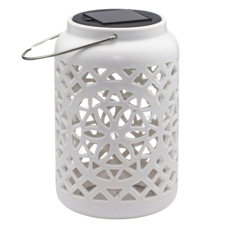 Felinar decorativ solar, LED, pentru exterior, 12x12x18.5cm, alb [19]