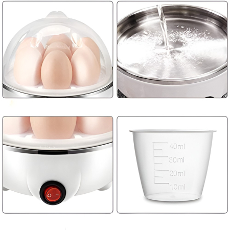 Fierbator de Oua Electric, Flipppy, Capacitate 7 oua, Aparat de fiert oua, 220V, Oprire Automata, 3 Moduri de Fiert Oua, 15 x 15 x 15 cm, Culoare Alb [3]