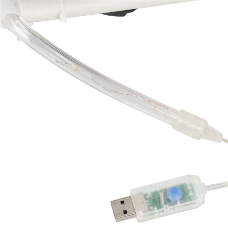 Figurina Craciun, Mos Craciun pe scara, cu iluminare LED, alimentare USB, pentru interior [15]