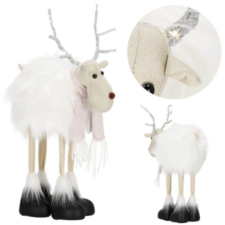 Figurina Craciun, Ren alb cu fular, inaltime 48cm [9]