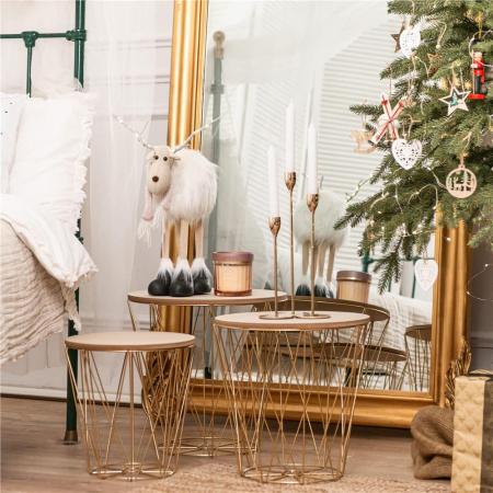 Figurina Craciun, Ren alb cu fular, inaltime 48cm [24]