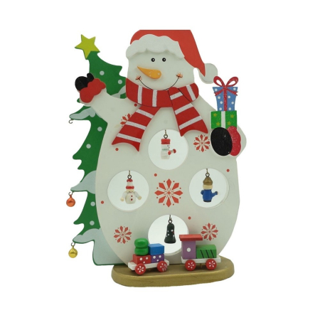 ✨TOATE PRODUSELE✨ - Figurina decorata de Craciun, Om de zapada, Alb, din Lemn, 18 cm x 24.5 cm, Interior, 