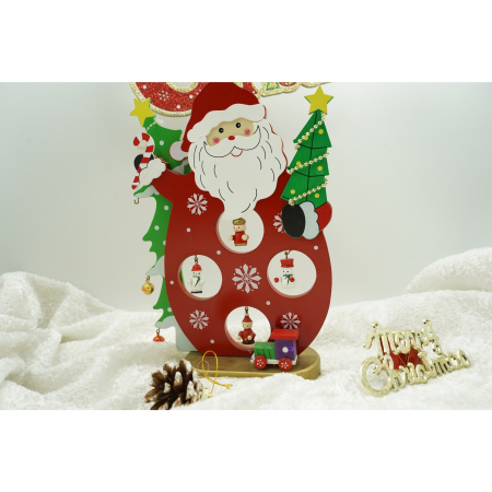 Figurina decorata, Mos Craciun, Rosu, din Lemn, 18 cm x 24.5 cm, Interior,  [1]