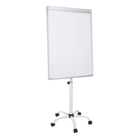 Papetarie - Flipchard magnetic cu picior, mobil pe role, inaltime ajustabila, 70x100cm, alb