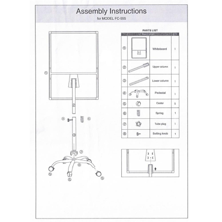 Flipchard magnetic cu picior, mobil pe role, inaltime ajustabila, 70x100cm, alb [5]