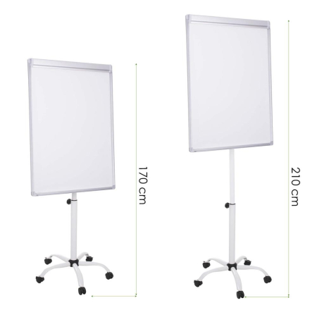 Flipchard magnetic cu picior, mobil pe role, inaltime ajustabila, 70x100cm, alb [3]