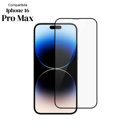 Folie de Protectie Ceramica, , Compatibila cu Apple iPhone 16 Pro Max, Ceramics 9D, Antisoc, Margini Negre, Transparent [4]