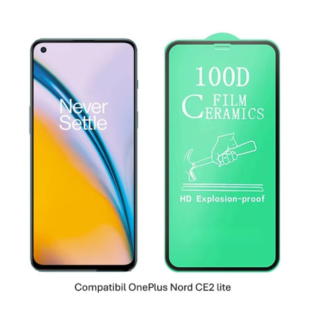 Folie de Protectie Ceramica, , Compatibila cu OnePlus Nord CE2 Lite, Ceramics 9D, Antisoc, Margini Negre, Transparent [4]