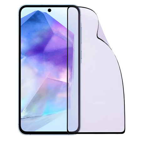 ✨TOATE PRODUSELE✨ - Folie de Protectie Ceramica, , Compatibila cu Samsung Galaxy A55, Ceramics 9D, Antisoc, Margini Negre, Transparent