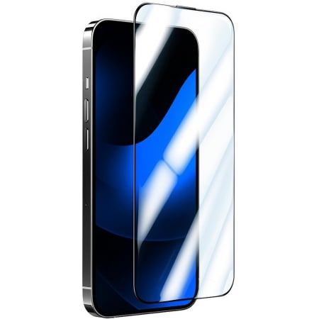 ✨TOATE PRODUSELE✨ - Folie de Protectie, , compatibila cu Apple iPhone 14 Pro Max, Electrostatica, Sticla Securizata, Top Glass, Anti-static, Negru