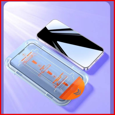 Folie de Protectie cu Instalare Rapida, , pentru Apple iPhone 15 Plus, Tempered Glass Easy Tool, Full Cover, Protectie Difuzor, HD, Margini Negre, Transparent [4]