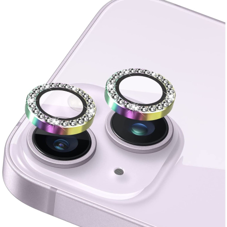 ✨TOATE PRODUSELE✨ - Folie de Protectie pentru Camera, , pentru iPhone 15, Tempered Glass cu Pietricele, HD, Multicolor